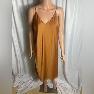 A New Day Mustard Slip Dress XL V Neck Adjustable Straps Minimal Chic